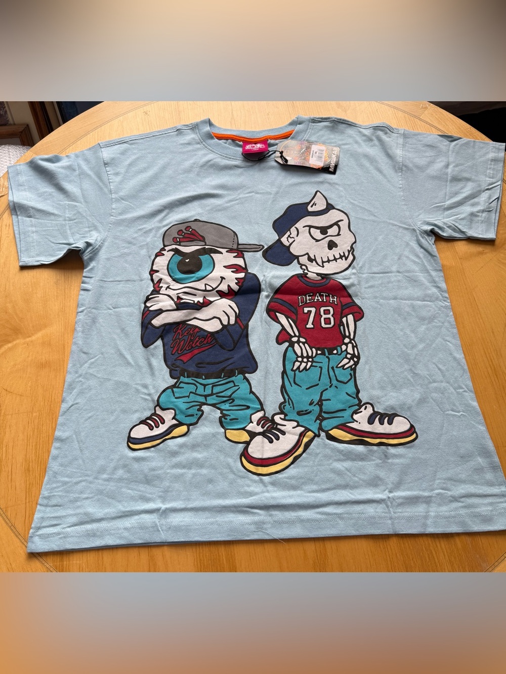 Mishka Keep Watch Death 78 Graphic Tee Large Blue Double Sided NWT Streetwear